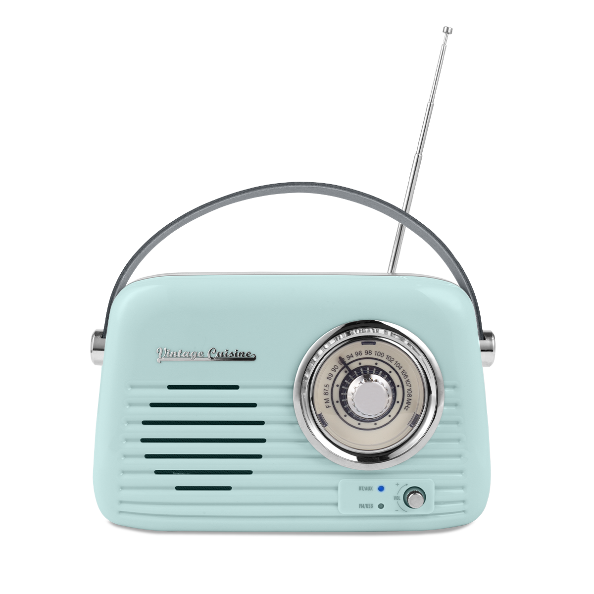 Verchromtes Retro-Radio mit Bluetooth-Lautsprecher von Vintage Cuisine