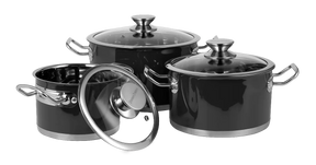 6-teiliges Set von Retro-Edelstahltöpfen von Vintage Cuisine