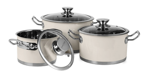 6-teiliges Set von Retro-Edelstahltöpfen von Vintage Cuisine