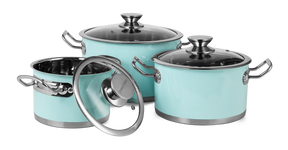6-teiliges Set von Retro-Edelstahltöpfen von Vintage Cuisine