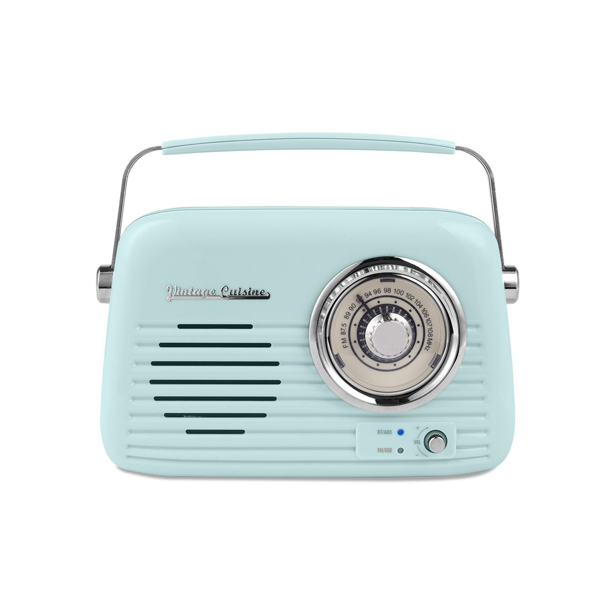 Verchromtes Retro-Radio mit Bluetooth-Lautsprecher von Vintage Cuisine