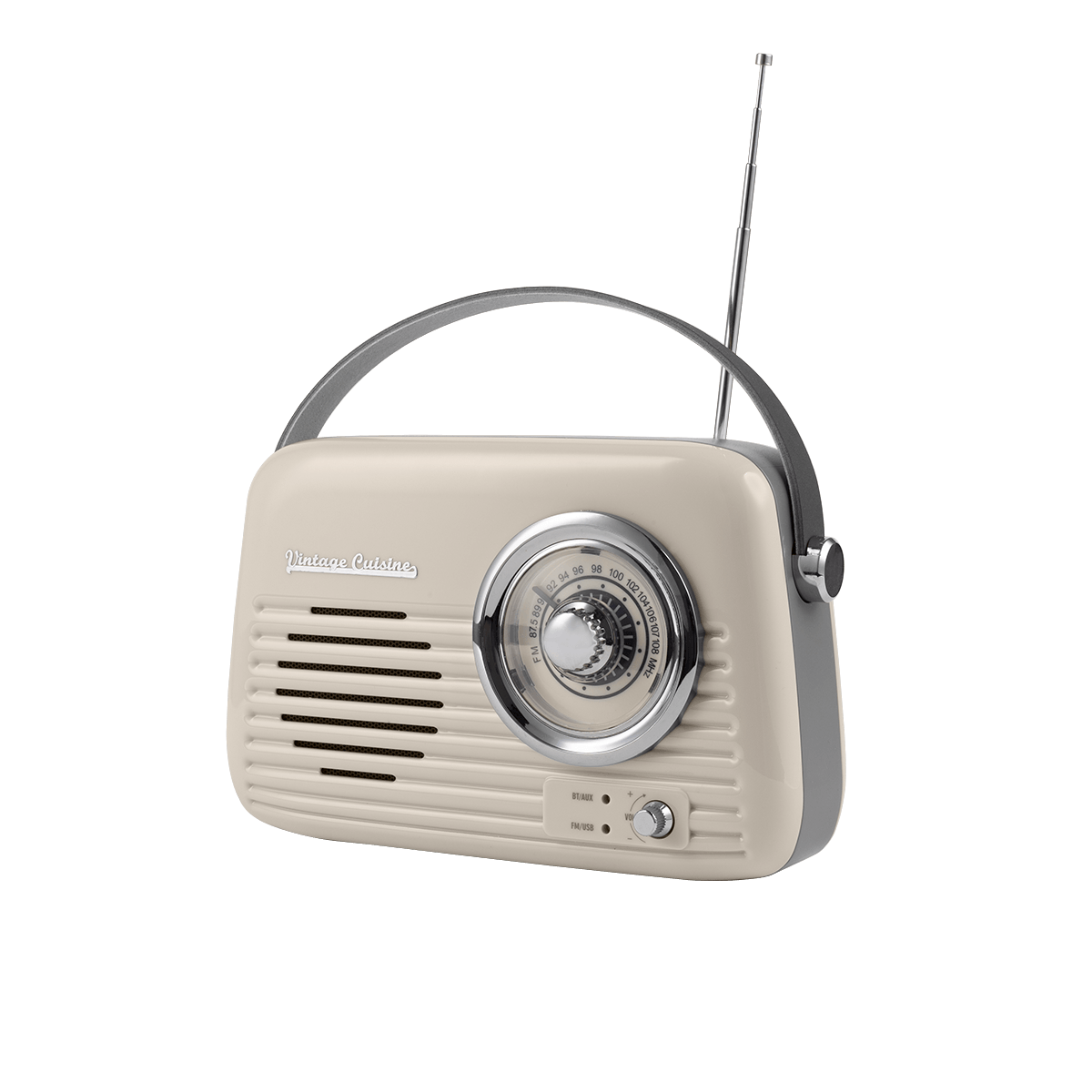 Verchromtes Retro-Radio mit Bluetooth-Lautsprecher von Vintage Cuisine