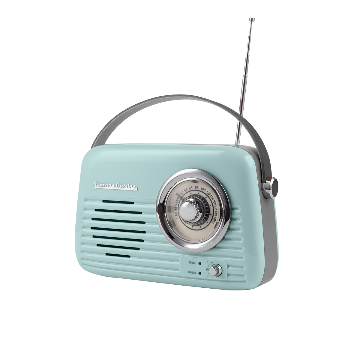 Verchromtes Retro-Radio mit Bluetooth-Lautsprecher von Vintage Cuisine